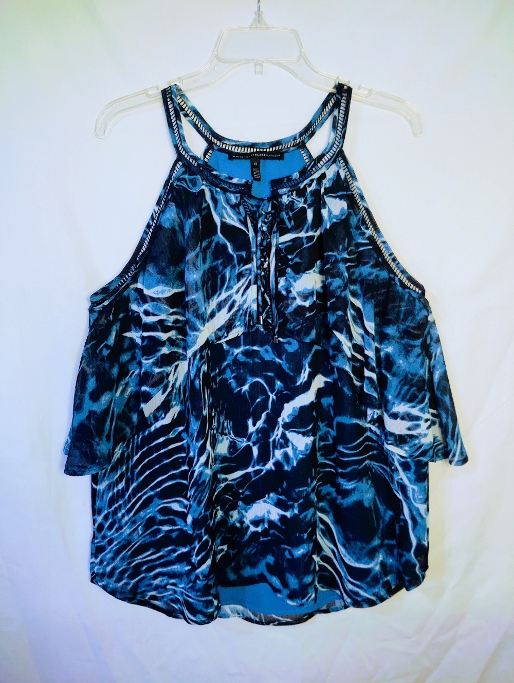 WHBM Lace Up Chiffon Halter Top Sz 12